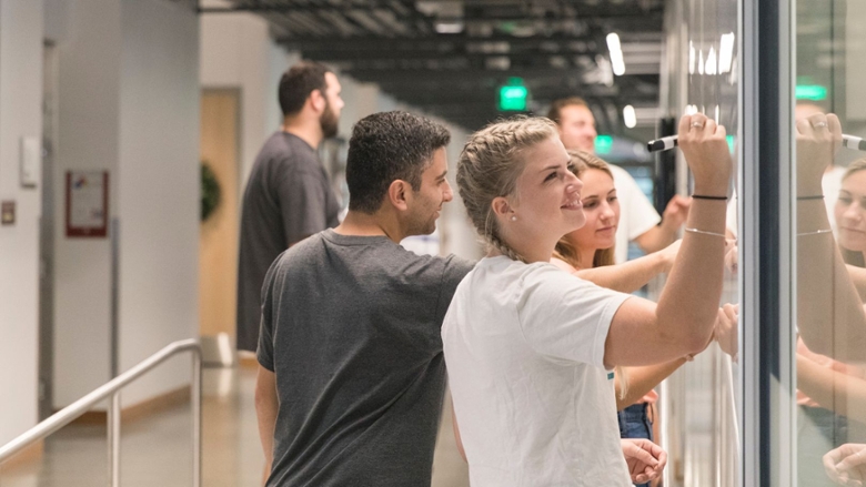 Chapman University students in the Keck Center of Science and Engineering